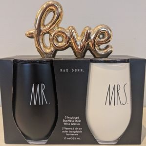 Sold! Rae Dunn Mr. And Mrs. Stainless wine glasses